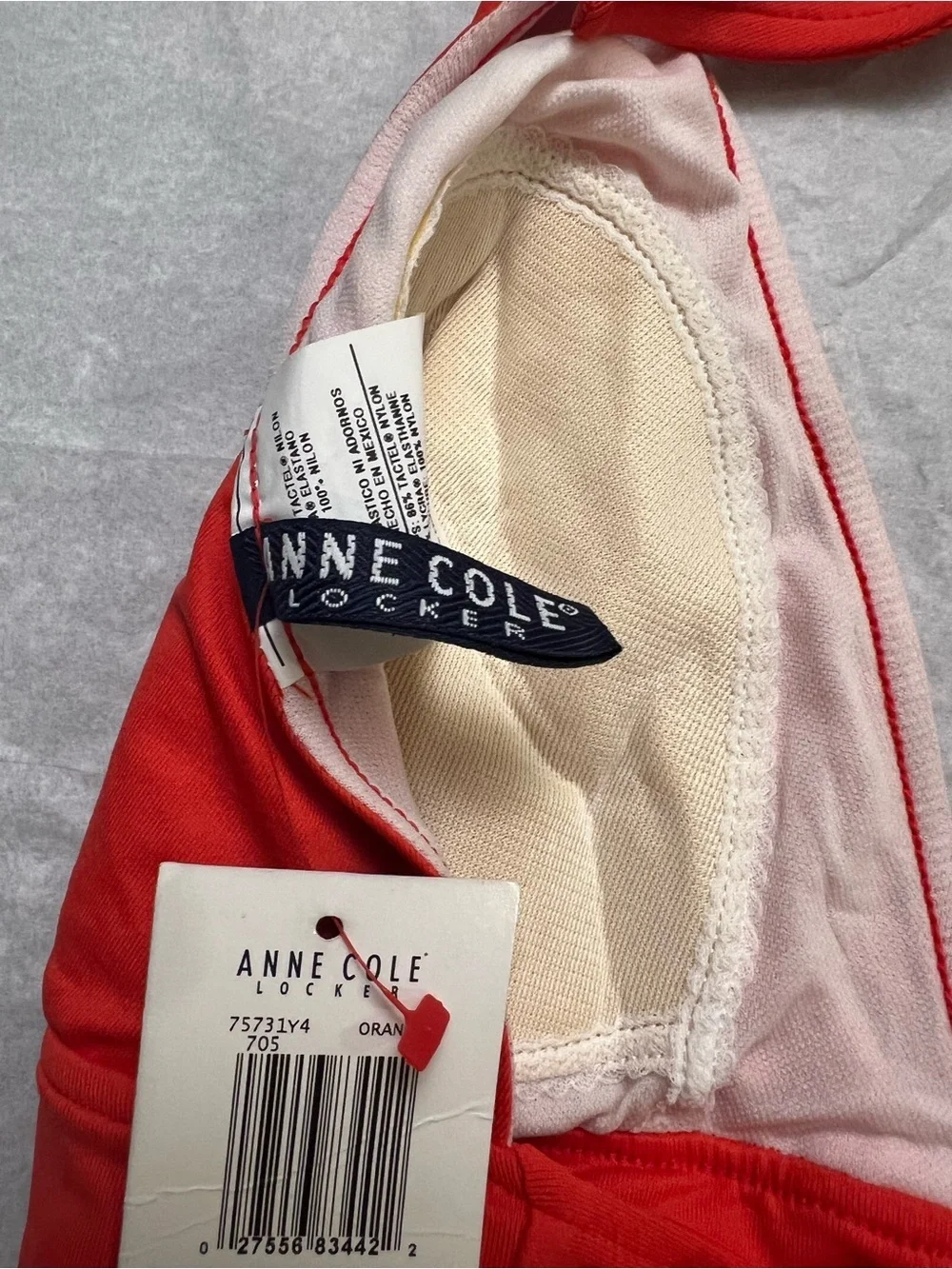 Anne Cole Red Orange Tie bikini top size X large